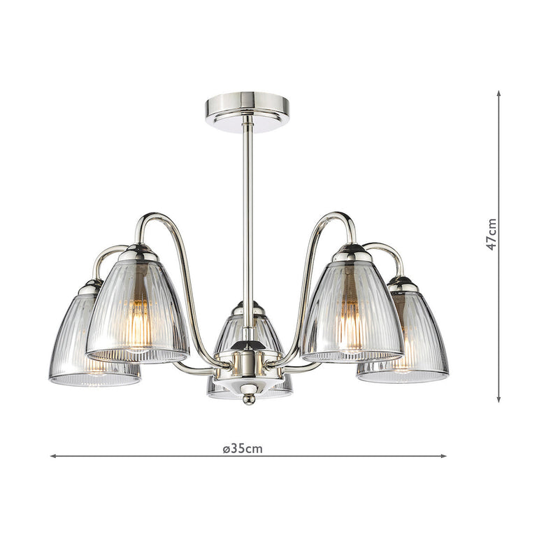 Glynis 5 Light Chandelier Polished Nikel