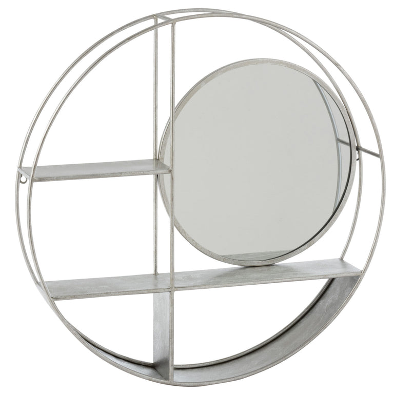 Wall Rack Round 2planks Mirror Iron Silver