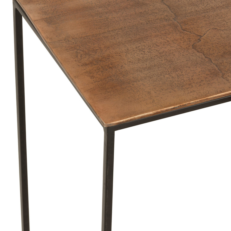 Set Of 3 Side Tables Rectangular Aluminium Rust