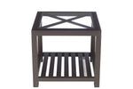 Side Table 1 Cross Square WoodGlass Black