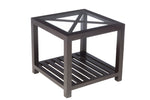 Side Table 1 Cross Square WoodGlass Black