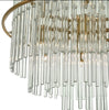 Create a captivating atmosphere with the Lukas 13 Light Pendant in Antique Gold and Clear Glass. The intricate design, featuring 13 lights arranged in a stunning formation, casts a warm and inviting glow, making it a focal point in your space.