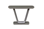The Lazzaro Console Table in Graphite Grey Matt 500, showcasing its modern and minimalist aesthetic. The graphite grey matte finish adds a touch of elegance and complements various interior styles, making it a versatile addition to any room.
