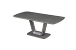 A front view of the Lazzaro Extending Dining Table in Graphite Grey Matt 1600/2000, showcasing its contemporary design and functionality. The dining table features a rectangular tabletop with clean lines and a graphite grey matte finish, adding a modern touch to your dining space.