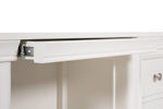 A close-up of the Mabel Dressing Table/Desk's drawer fronts in Bone, highlighting the exquisite craftsmanship and attention to detail. The bone color complements a variety of interior styles, creating a timeless and sophisticated look in your bedroom or home office.