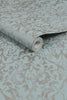 Majestic Damask Blue wallpaper with detailed damask design on fibrous paper