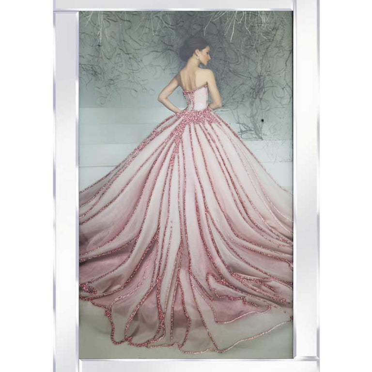 Lady In Pink Dress Mirrored Frame