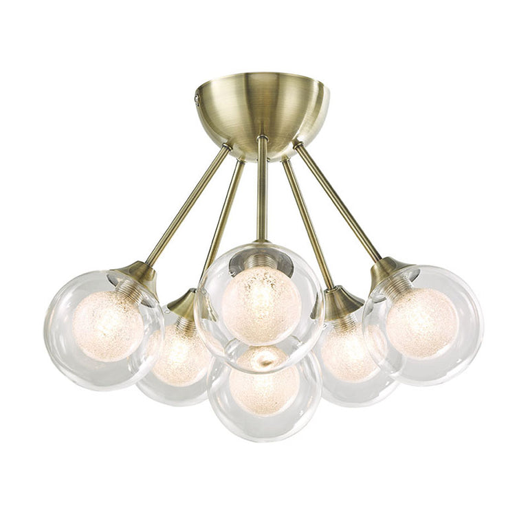 SF16053/6AB Antique Brass Semi Flush Fitting 6 Light