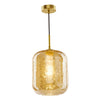 Tavia Pendant Lighting with Amber Crackle Glass Shade Satin Gold