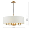 Tyler 6 Light Shadelier Pendant Lighting Antique Bronze with White Linen Shade Adjustable Height Ø60cm