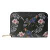 Black Parrot and Flowers Wallet Zip