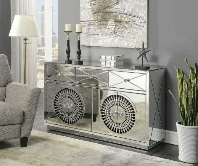 Crystal Sideboard With Rectangular Mirror