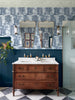 Foys wallpaper with calming hues of blue and white for an elegant touch
