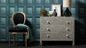 Marble Wood Panel Dark Teal Wallpaper