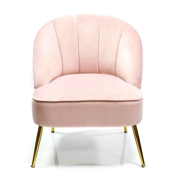 Hestia Blush Velvet Cocktail Chair With Gold Legs