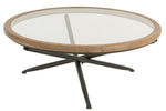 Round Glass Wood Coffee Table