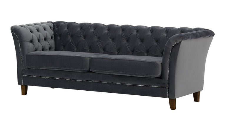 Newport 3 Seater Grey Velvet