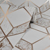 Vittorio Geo Grey Rose Gold Wallpaper